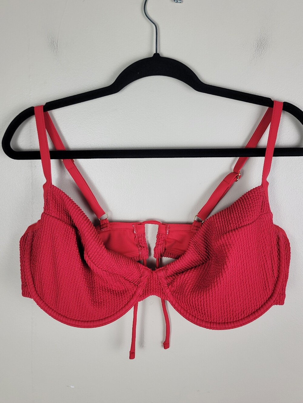 🔴Kostek Plus The Camille Red Seersucker Bikini Top